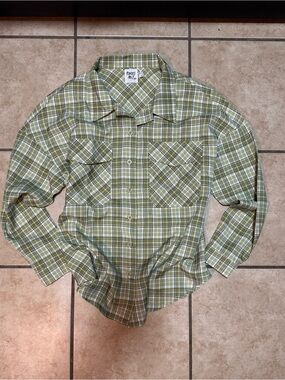 Princess Polly Olive Green Plaid Button-Down Shirt